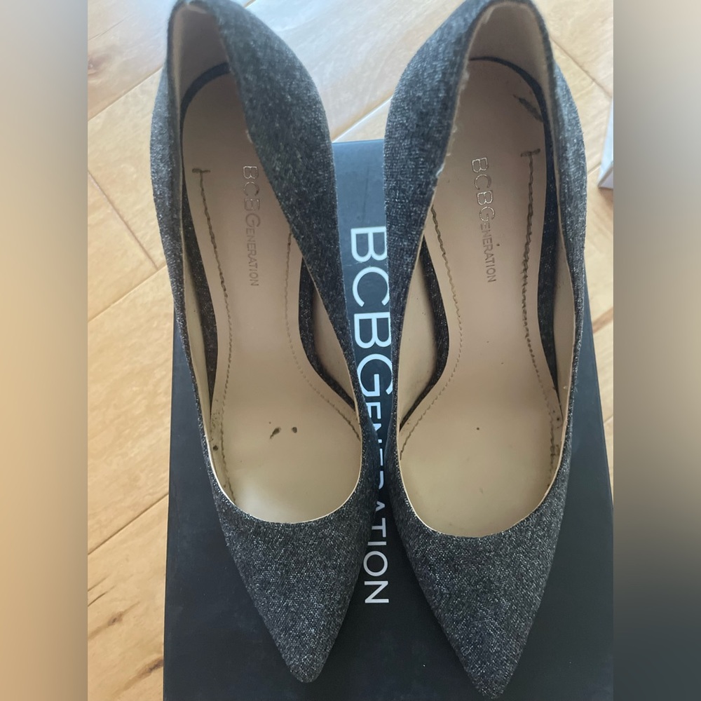 BCBG Generation Grey Fabric Pointed Toe Heel